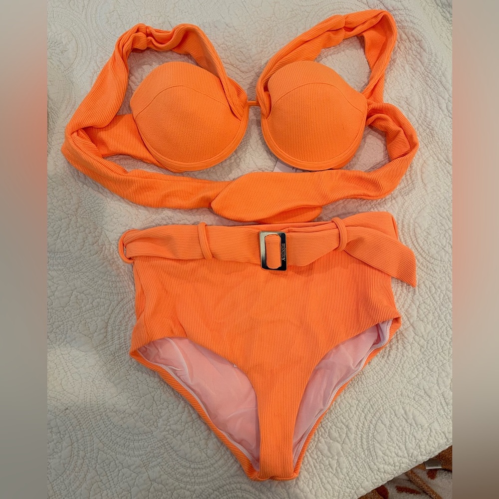 Arabella London Bikini - Bardot Bustier Bra & Belted Brief - Mango